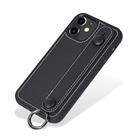 For iPhone 12 / 12 Pro Top Layer Cowhide Shockproof Protective Case with Wrist Strap Bracket(Black) - 2