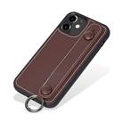 For iPhone 12 / 12 Pro Top Layer Cowhide Shockproof Protective Case with Wrist Strap Bracket(Coffee) - 2