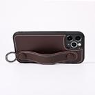 For iPhone 12 Pro Max Top Layer Cowhide Shockproof Protective Case with Wrist Strap Bracket(Coffee) - 3