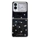 For Huawei Nova Flip Glitter Powder Dots Pattern Phone Case with Holder(Black) - 1