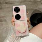 For Huawei P50 Pocket Glitter Powder Dots Pattern Phone Case with Holder(Pink) - 2