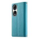 For Honor 90 Stitching Multi-card Zipper Wallet Leather Phone Case with Short Strap(Blue) - 3