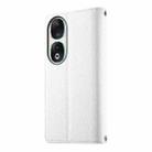For Honor 90 Stitching Multi-card Zipper Wallet Leather Phone Case with Short Strap(White) - 3