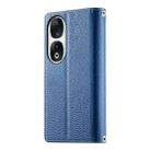 For Honor 90 Stitching Multi-card Zipper Wallet Leather Phone Case with Short Strap(Dark Blue) - 3