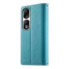 For Honor 90 Pro Stitching Multi-card Zipper Wallet Leather Phone Case with Short Strap(Blue) - 3