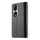 For Honor 90 Pro Stitching Multi-card Zipper Wallet Leather Phone Case with Short Strap(Black) - 3
