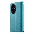 For Honor 200 Stitching Multi-card Zipper Wallet Leather Phone Case with Short Strap(Blue) - 3