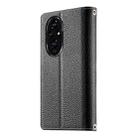For Honor 200 Stitching Multi-card Zipper Wallet Leather Phone Case with Short Strap(Black) - 3