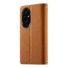 For Honor 200 Stitching Multi-card Zipper Wallet Leather Phone Case with Short Strap(Brown) - 3