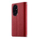 For Honor 200 Stitching Multi-card Zipper Wallet Leather Phone Case with Short Strap(Red) - 3