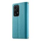For Honor 200 Lite Global Stitching Multi-card Zipper Wallet Leather Phone Case with Short Strap(Blue) - 3