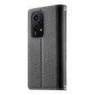 For Honor 200 Lite Global Stitching Multi-card Zipper Wallet Leather Phone Case with Short Strap(Black) - 3