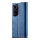 For Honor 200 Lite Global Stitching Multi-card Zipper Wallet Leather Phone Case with Short Strap(Dark Blue) - 3