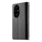 For Honor 200 Pro Stitching Multi-card Zipper Wallet Leather Phone Case with Short Strap(Black) - 3