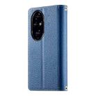 For Honor 200 Pro Stitching Multi-card Zipper Wallet Leather Phone Case with Short Strap(Dark Blue) - 3