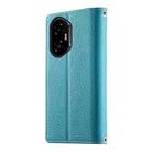 For Honor 300 Stitching Multi-card Zipper Wallet Leather Phone Case with Short Strap(Blue) - 3