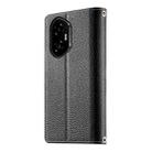 For Honor 300 Stitching Multi-card Zipper Wallet Leather Phone Case with Short Strap(Black) - 3