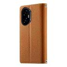 For Honor 300 Stitching Multi-card Zipper Wallet Leather Phone Case with Short Strap(Brown) - 3