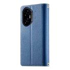 For Honor 300 Stitching Multi-card Zipper Wallet Leather Phone Case with Short Strap(Dark Blue) - 3