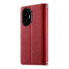 For Honor 300 Stitching Multi-card Zipper Wallet Leather Phone Case with Short Strap(Red) - 3