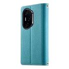 For Honor 300 Pro / Honor 300 Ultra Stitching Multi-card Zipper Wallet Leather Phone Case with Short Strap(Blue) - 3