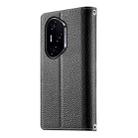 For Honor 300 Pro / Honor 300 Ultra Stitching Multi-card Zipper Wallet Leather Phone Case with Short Strap(Black) - 3