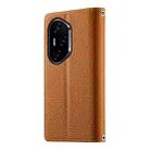 For Honor 300 Pro / Honor 300 Ultra Stitching Multi-card Zipper Wallet Leather Phone Case with Short Strap(Brown) - 3