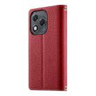 For Honor 400 Lite Global Stitching Multi-card Zipper Wallet Leather Phone Case with Short Strap(Red) - 3