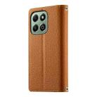 For Honor X6a / Honor X6b 4G Stitching Multi-card Zipper Wallet Leather Phone Case with Short Strap(Brown) - 3