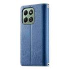 For Honor X6a / Honor X6b 4G Stitching Multi-card Zipper Wallet Leather Phone Case with Short Strap(Dark Blue) - 3