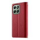 For Honor X6a / Honor X6b 4G Stitching Multi-card Zipper Wallet Leather Phone Case with Short Strap(Red) - 3