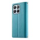 For Honor X8b Stitching Multi-card Zipper Wallet Leather Phone Case with Short Strap(Blue) - 3