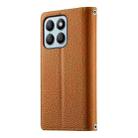 For Honor X8b Stitching Multi-card Zipper Wallet Leather Phone Case with Short Strap(Brown) - 3