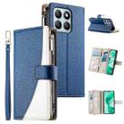For Honor X8b Stitching Multi-card Zipper Wallet Leather Phone Case with Short Strap(Dark Blue) - 1