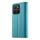 For Honor X8c 4G Stitching Multi-card Zipper Wallet Leather Phone Case with Short Strap(Blue) - 3