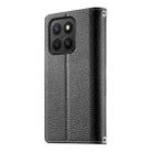 For Honor X8c 4G Stitching Multi-card Zipper Wallet Leather Phone Case with Short Strap(Black) - 3