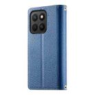 For Honor X8c 4G Stitching Multi-card Zipper Wallet Leather Phone Case with Short Strap(Dark Blue) - 3