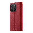 For Honor X8c 4G Stitching Multi-card Zipper Wallet Leather Phone Case with Short Strap(Red) - 3