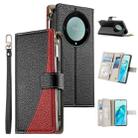 For Honor X9a / X40 / Magic5 Lite Stitching Multi-card Zipper Wallet Leather Phone Case with Short Strap(Black) - 1