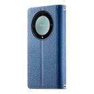 For Honor X9a / X40 / Magic5 Lite Stitching Multi-card Zipper Wallet Leather Phone Case with Short Strap(Dark Blue) - 3