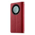 For Honor X9a / X40 / Magic5 Lite Stitching Multi-card Zipper Wallet Leather Phone Case with Short Strap(Red) - 3