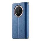 For Honor X9c / Magic7 Lite Stitching Multi-card Zipper Wallet Leather Phone Case with Short Strap(Dark Blue) - 3