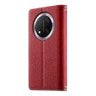 For Honor X9c / Magic7 Lite Stitching Multi-card Zipper Wallet Leather Phone Case with Short Strap(Red) - 3