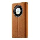 For Honor X50 / Honor X9b Stitching Multi-card Zipper Wallet Leather Phone Case with Short Strap(Brown) - 3