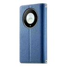 For Honor X50 / Honor X9b Stitching Multi-card Zipper Wallet Leather Phone Case with Short Strap(Dark Blue) - 3
