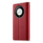 For Honor X50 / Honor X9b Stitching Multi-card Zipper Wallet Leather Phone Case with Short Strap(Red) - 3