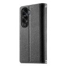 For Honor X50i / Honor 90 Lite Stitching Multi-card Zipper Wallet Leather Phone Case with Short Strap(Black) - 3