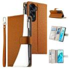 For Honor X50i / Honor 90 Lite Stitching Multi-card Zipper Wallet Leather Phone Case with Short Strap(Brown) - 1