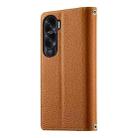 For Honor X50i / Honor 90 Lite Stitching Multi-card Zipper Wallet Leather Phone Case with Short Strap(Brown) - 3