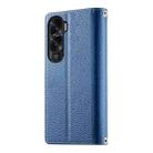 For Honor X50i / Honor 90 Lite Stitching Multi-card Zipper Wallet Leather Phone Case with Short Strap(Dark Blue) - 3